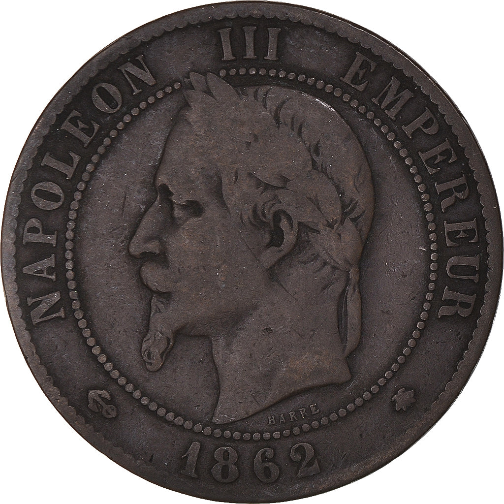 Moeda, França, 10 Centimes, 1862, Paris, VF(30-35), Bronze, KM:798.1