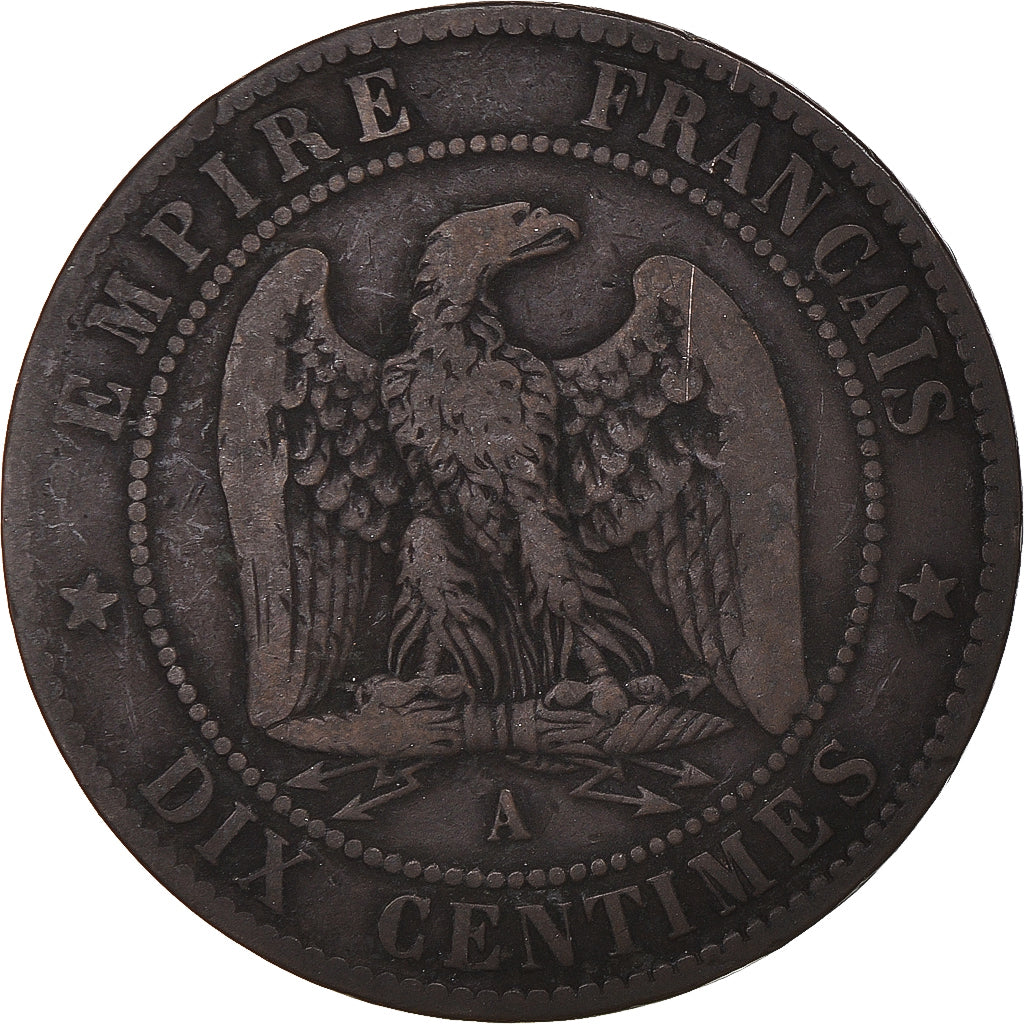 Moeda, França, 10 Centimes, 1862, Paris, VF(30-35), Bronze, KM:798.1
