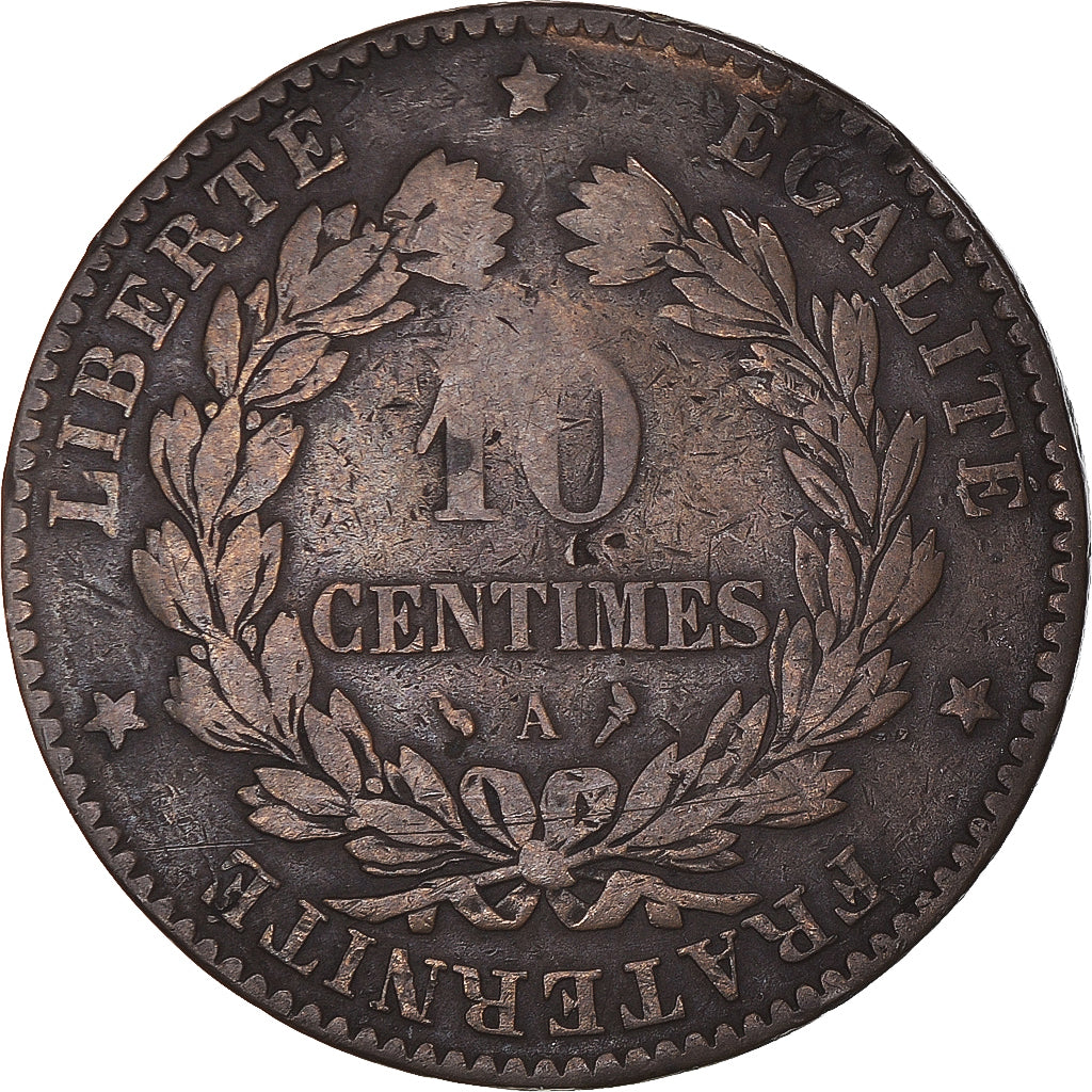 Moeda, França, Cérès, 10 Centimes, 1897, Paris, VF(20-25), Bronze, KM:815.1
