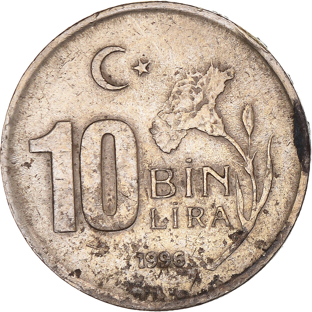 Münze, Türkei, 10000 Lira, 10 Bin Lira, 1996, S+, Copper-Nickel-Zinc