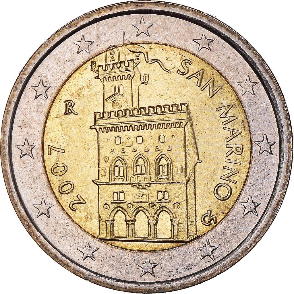 San Marino, 2 Euro, 2007, EF(40-45), Bi-Metallic, KM:447