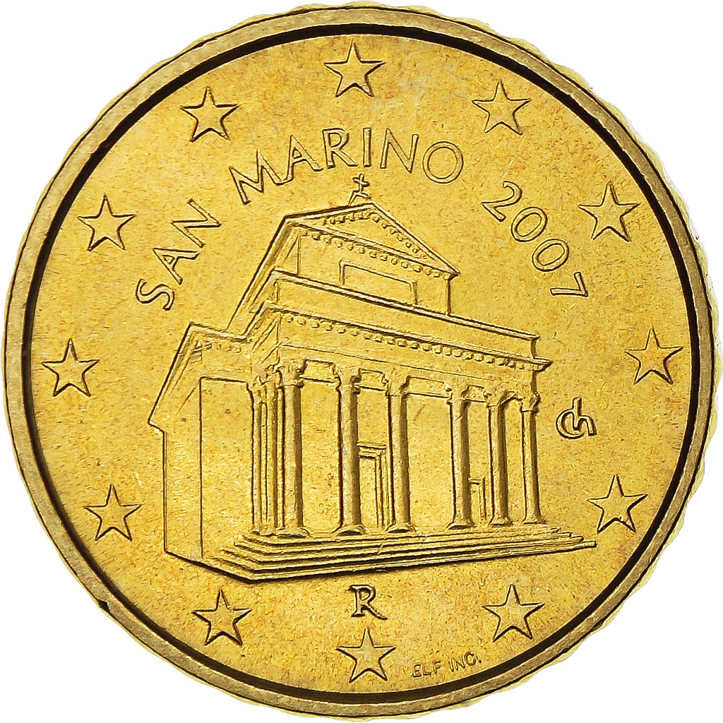 San Marino, 10 Euro Cent, 2007, EF(40-45), Nordic gold, KM:443