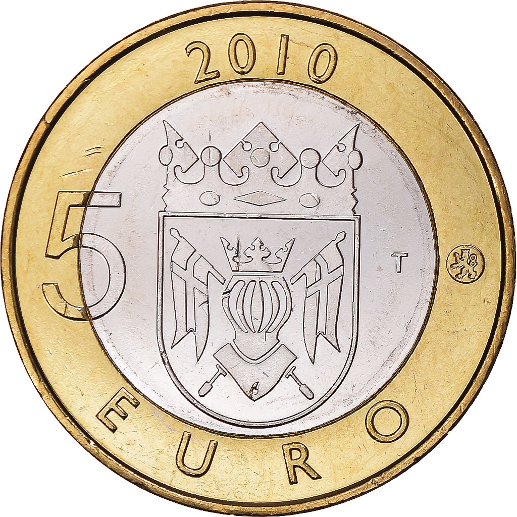 Finland, 5 Euro, Provinces - Finland proper, 2010, Vantaa, MS(63), Bi-Metallic