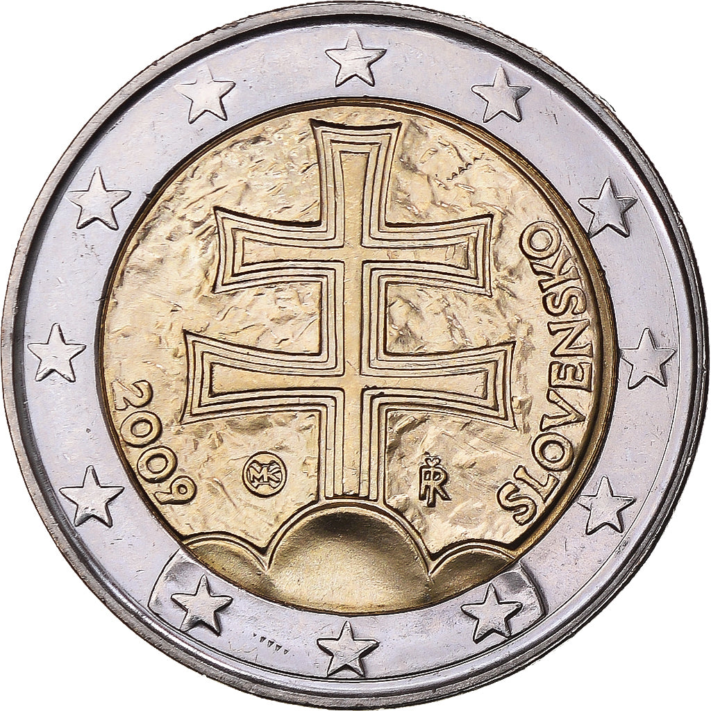 Eslováquia, 2 Euro, 2009, AU(50-53), Bimetálico, KM:102