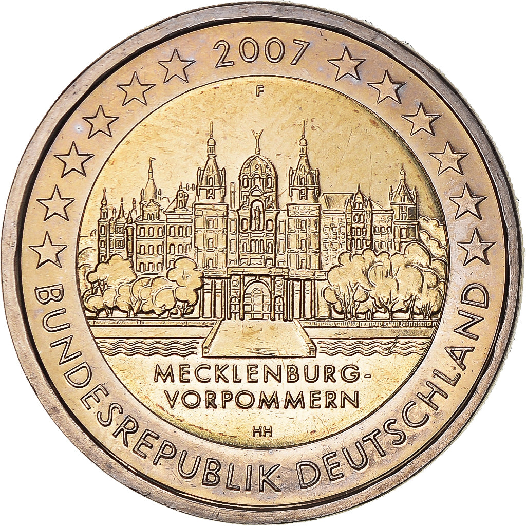 GERMANY - FEDERAL REPUBLIC, 2 Euro, 2007, Stuttgart, MS(65-70), Bi-Metallic