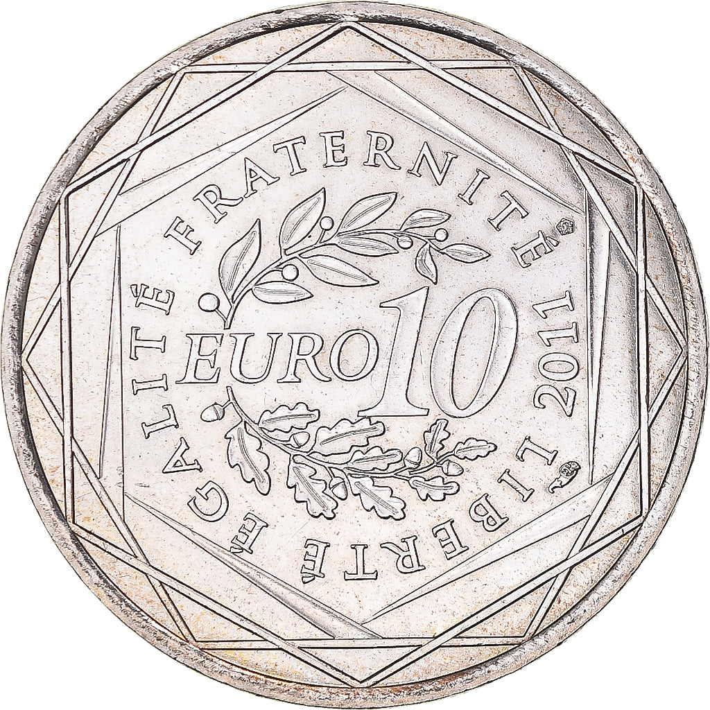 France, 10 Euro, Bretagne, 2011, MS(63), Silver