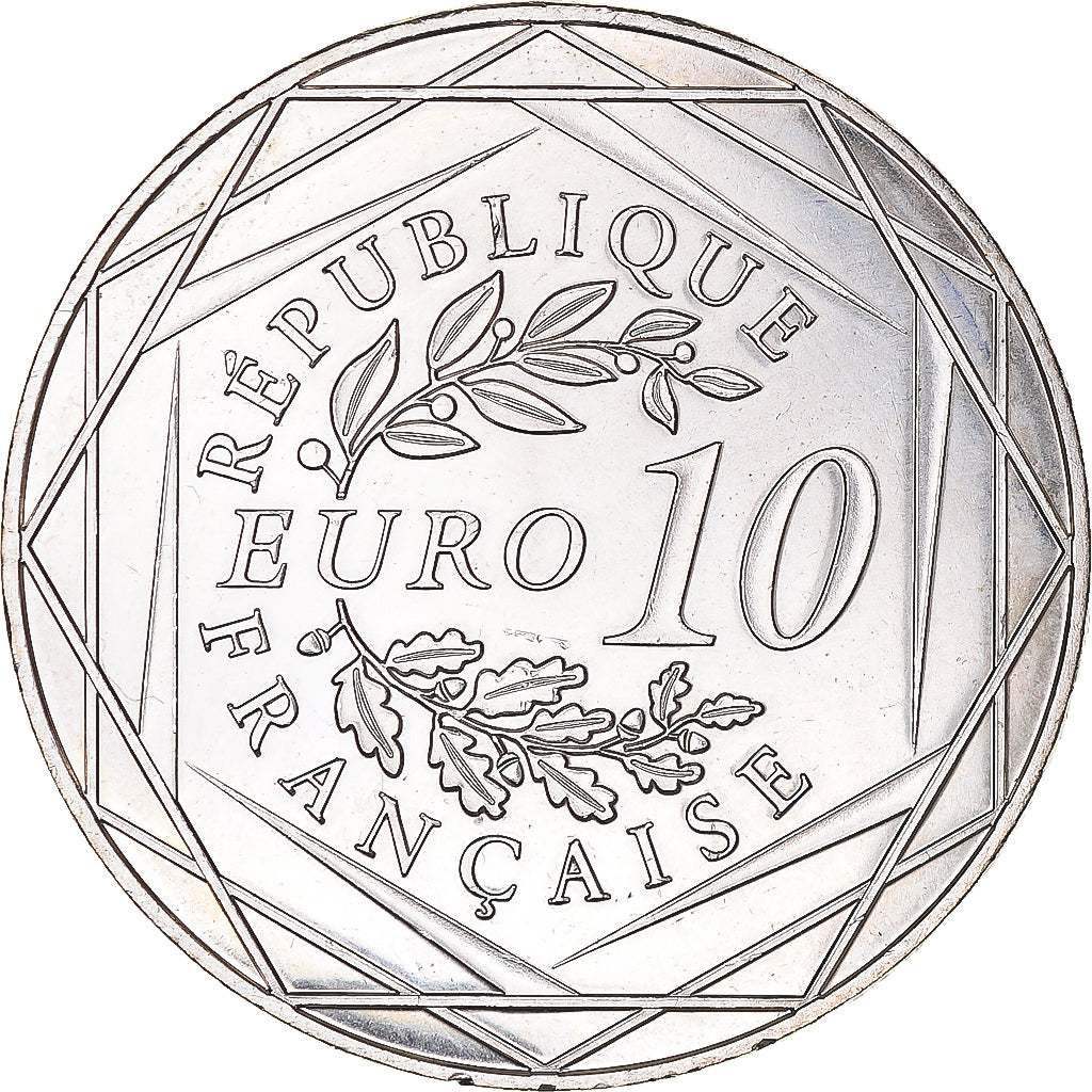 France, 10 Euro, Coq, 2015, MS(63), Silver, Gadoury:EU727
