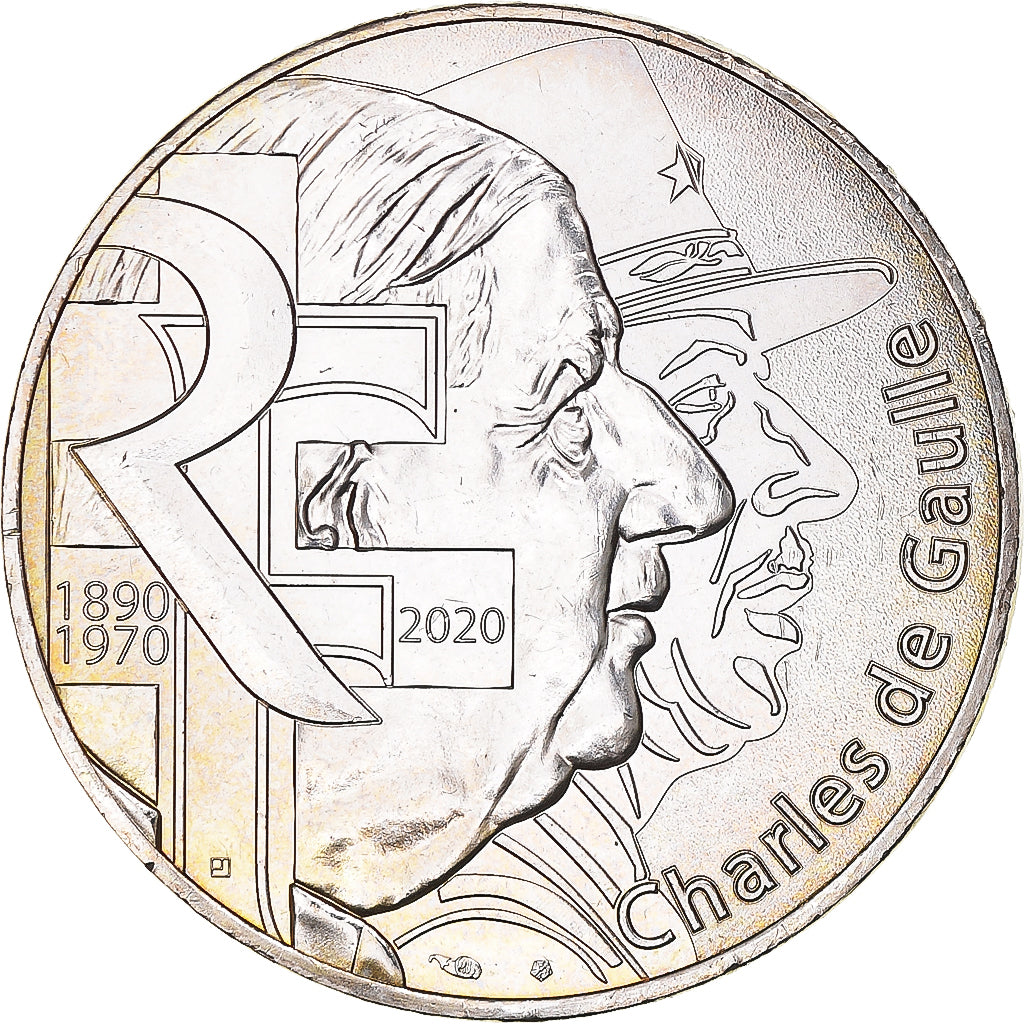 Francja, 10 Euro, 2020, CHARLES DE GAULLE - 80 ANS DE L’APPEL DU 18 JUIN.