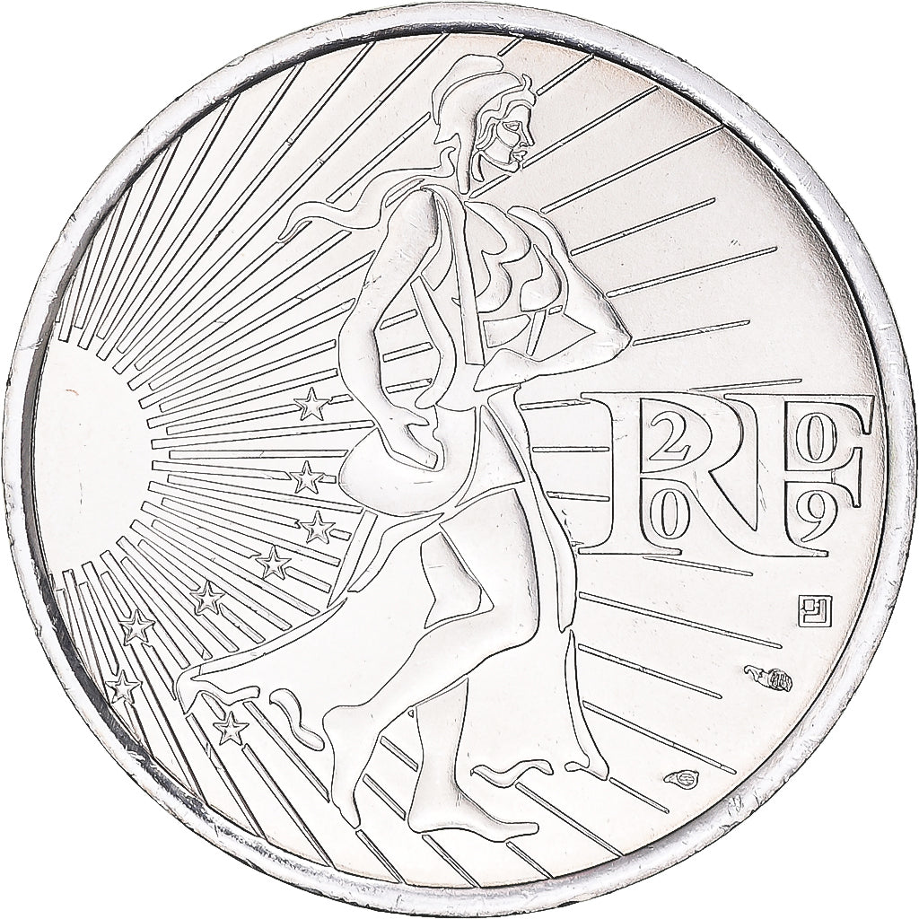 França, 10 Euro, 2009, Paris, Semeuse FDC, MS(65-70), Prata, Gadoury:EU337