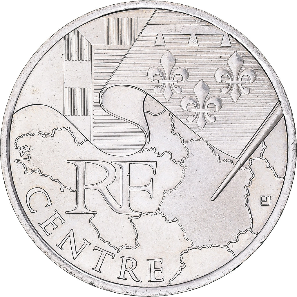 France, 10 Euro, Centre, 2010, Paris, MS(64), Silver, KM:1650