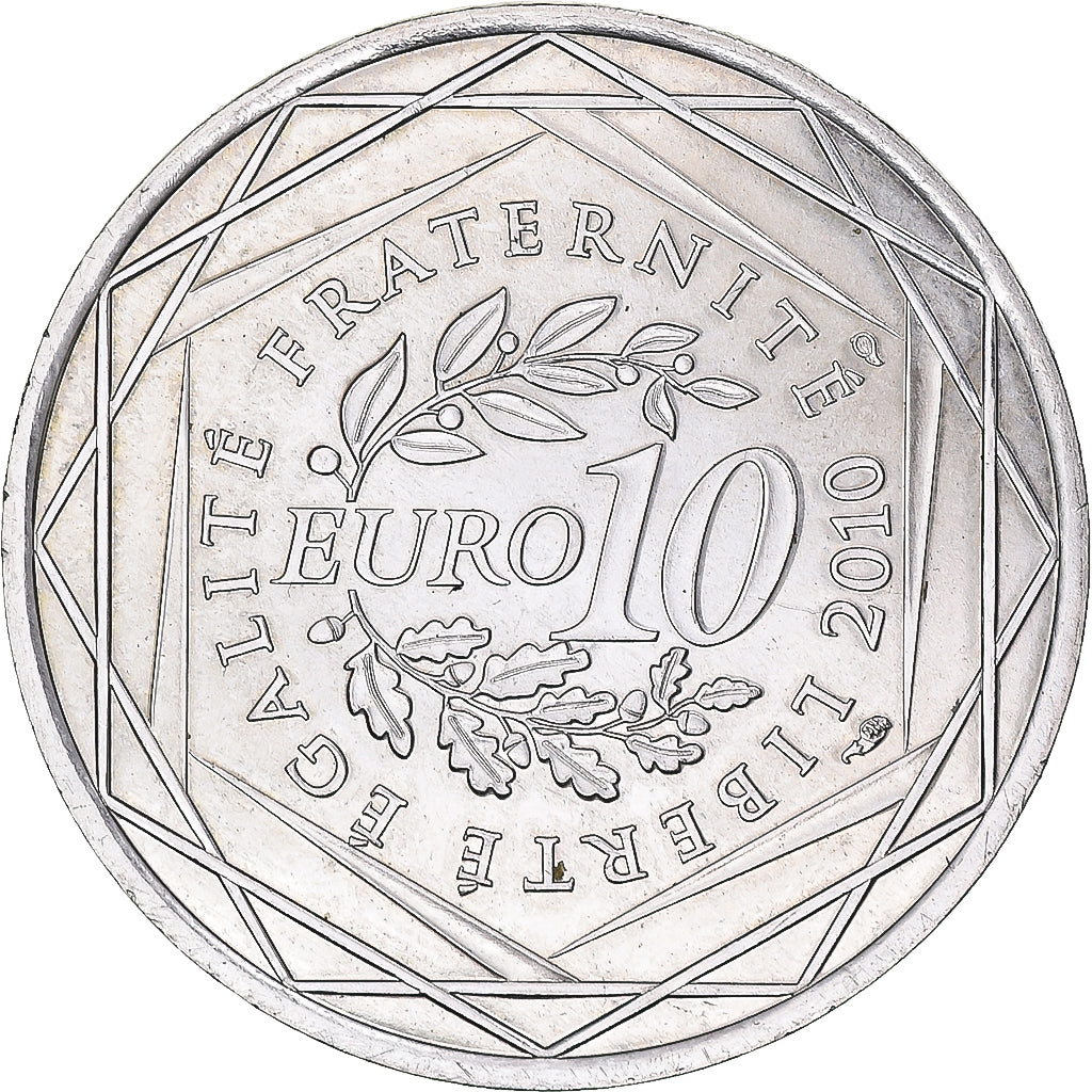 France, 10 Euro, Centre, 2010, Paris, MS(64), Silver, KM:1650