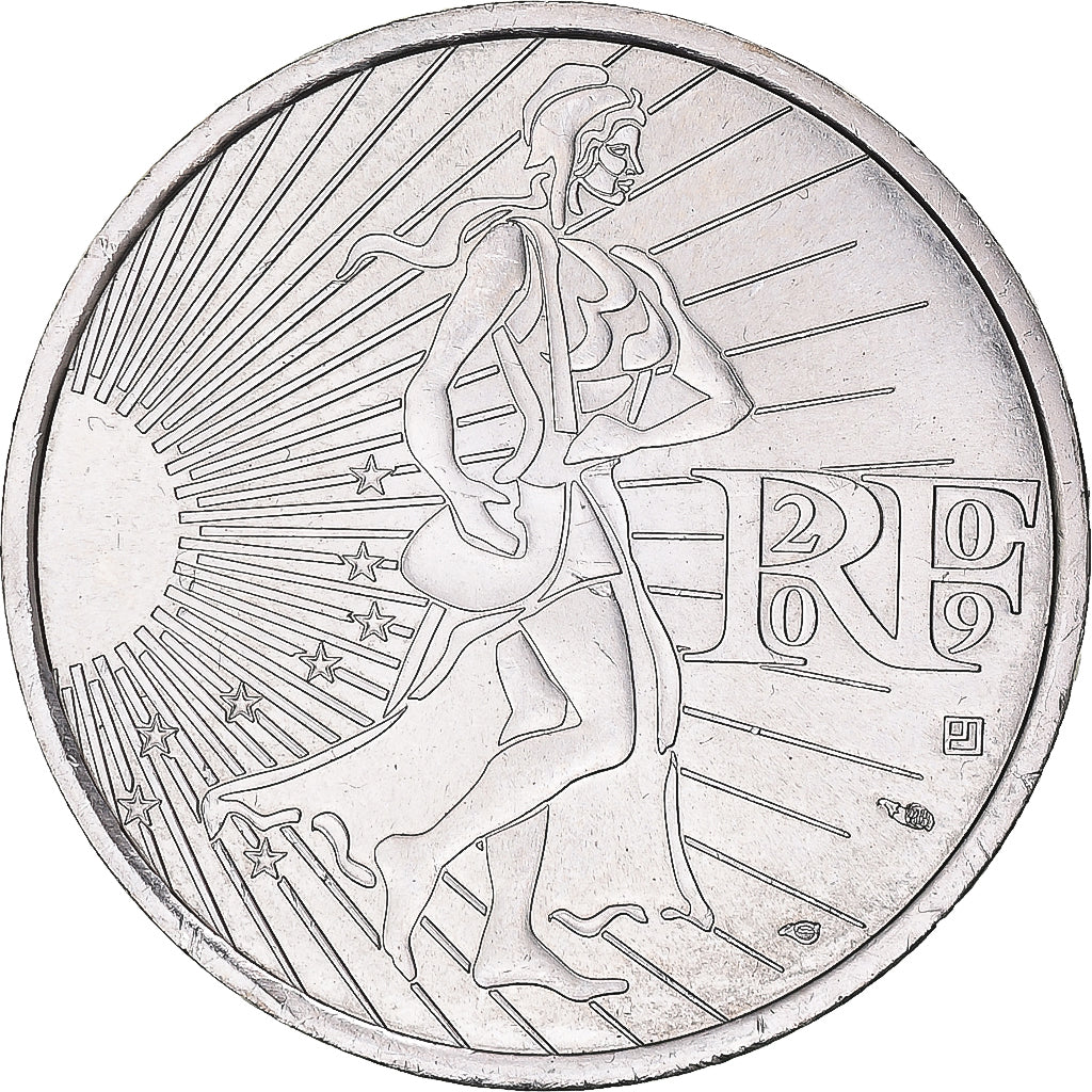 France, 10 Euro, 2009, Semeuse, MS(63), Silver, KM:1580