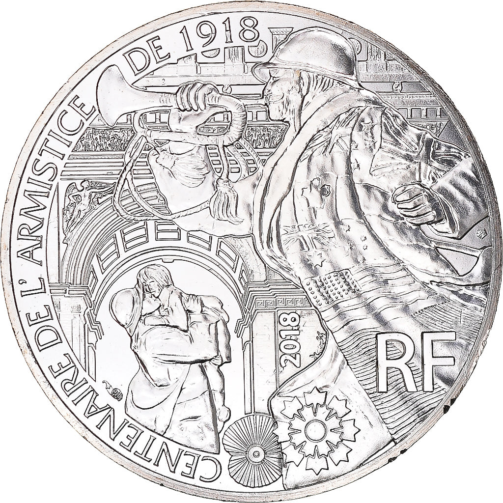 France, 10 Euro, Centenaire de l'Armistice, 2018, MS(64), Silver