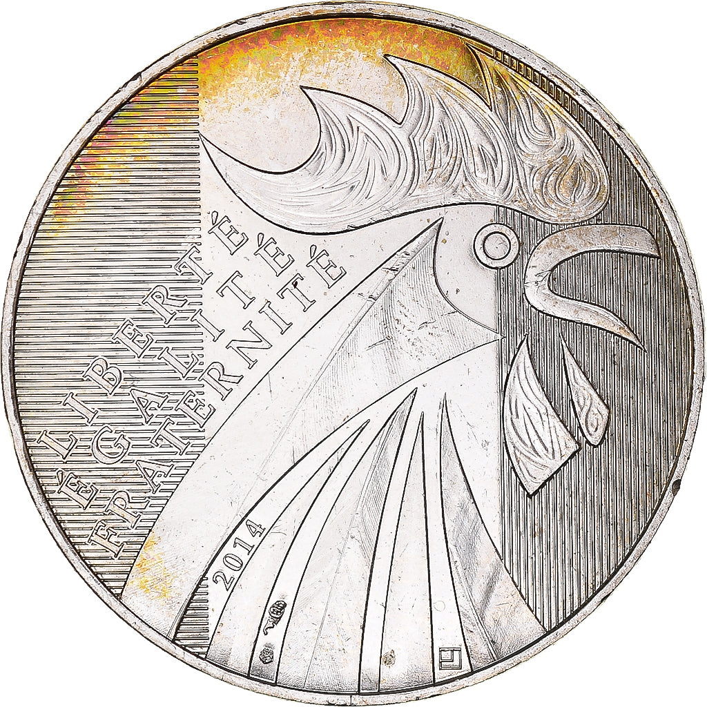 Francia, 10 Euro, 2014, Coq, EBC, Plata, Gadoury:EU656