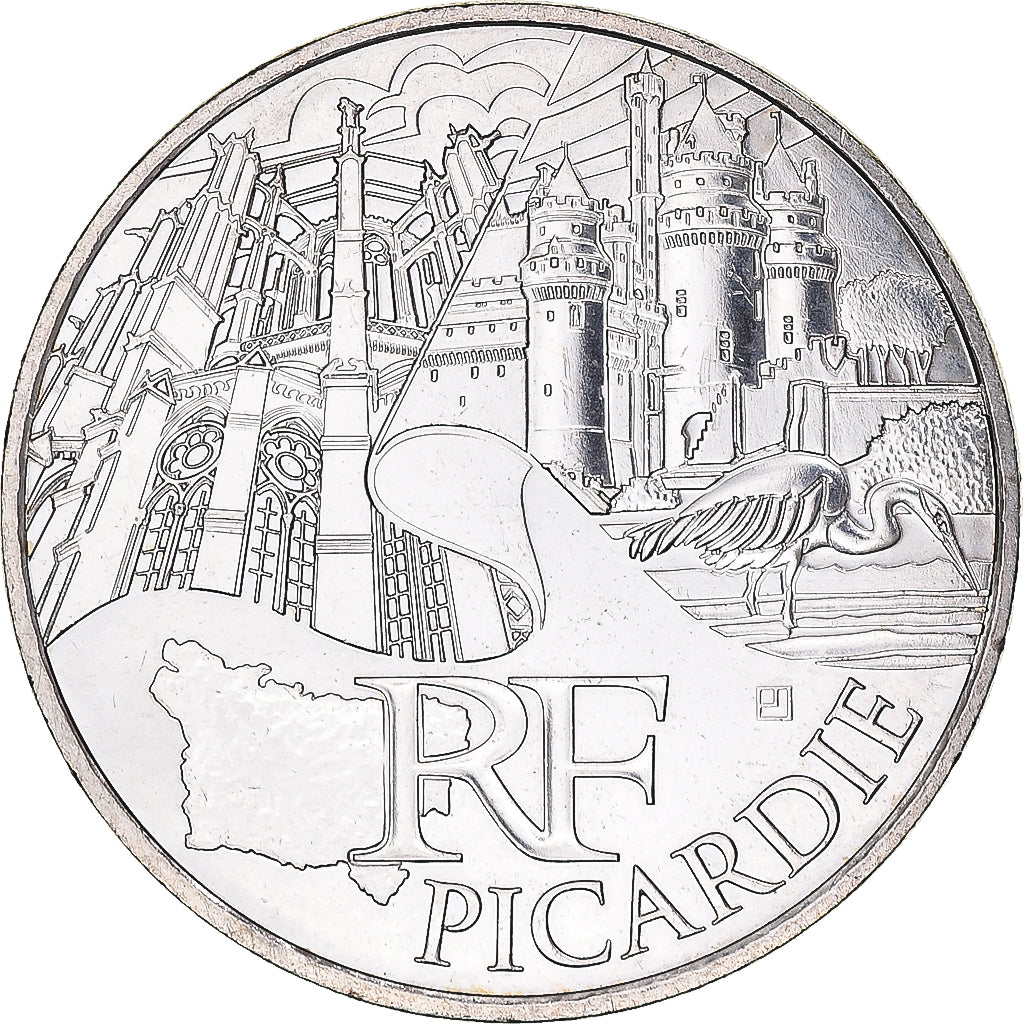 France, 10 Euro, Picardie, 2011, Paris, MS(63), Silver, KM:1745