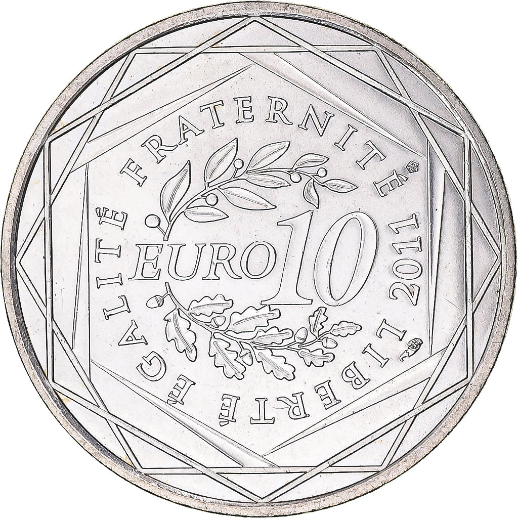 France, 10 Euro, Picardie, 2011, Paris, MS(63), Silver, KM:1745