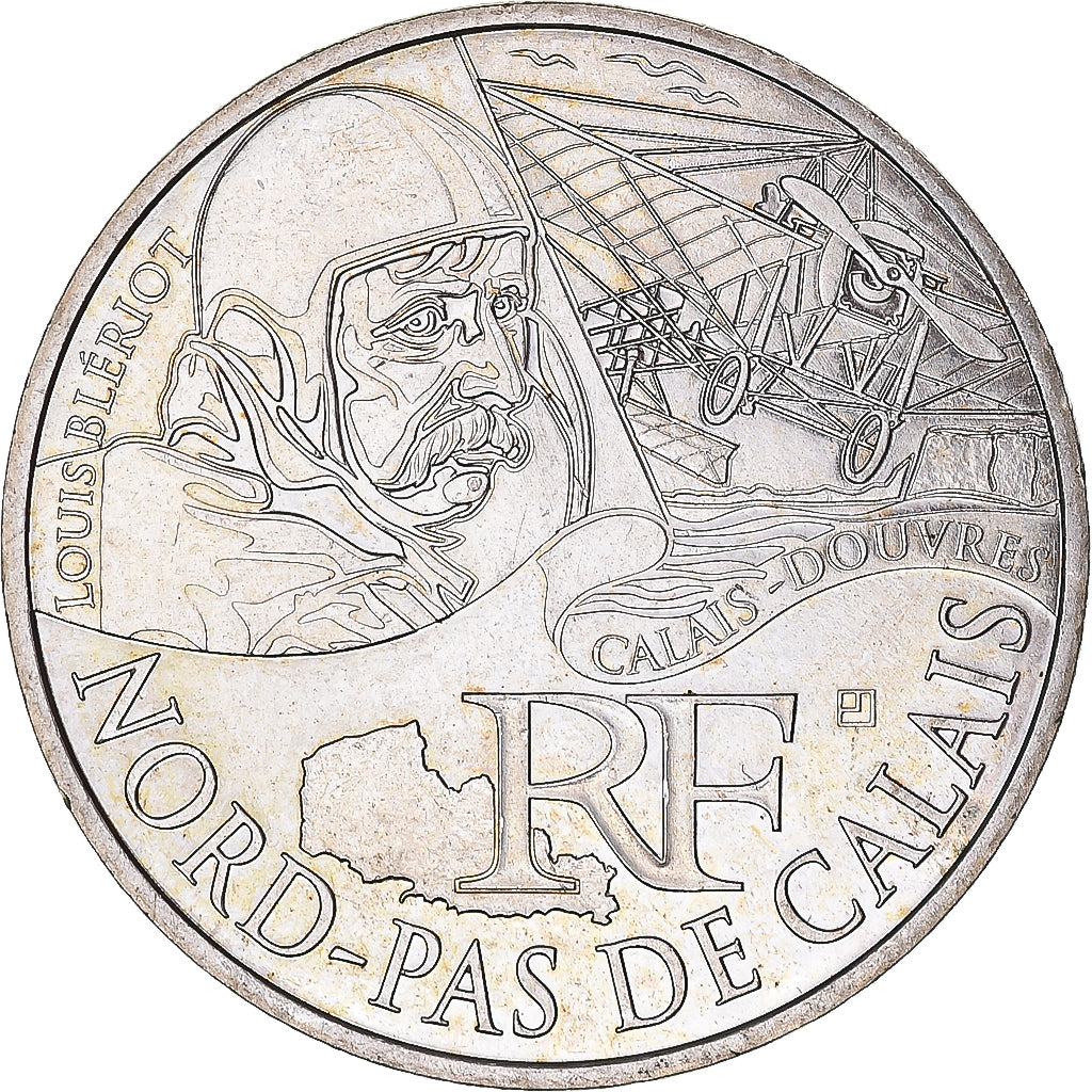 France, 10 Euro, Nord-Pas de Calais, 2012, Paris, AU(55-58), Silver
