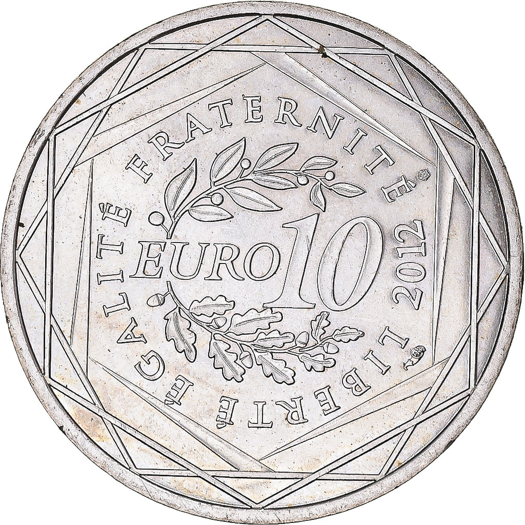 France, 10 Euro, Nord-Pas de Calais, 2012, Paris, AU(55-58), Silver