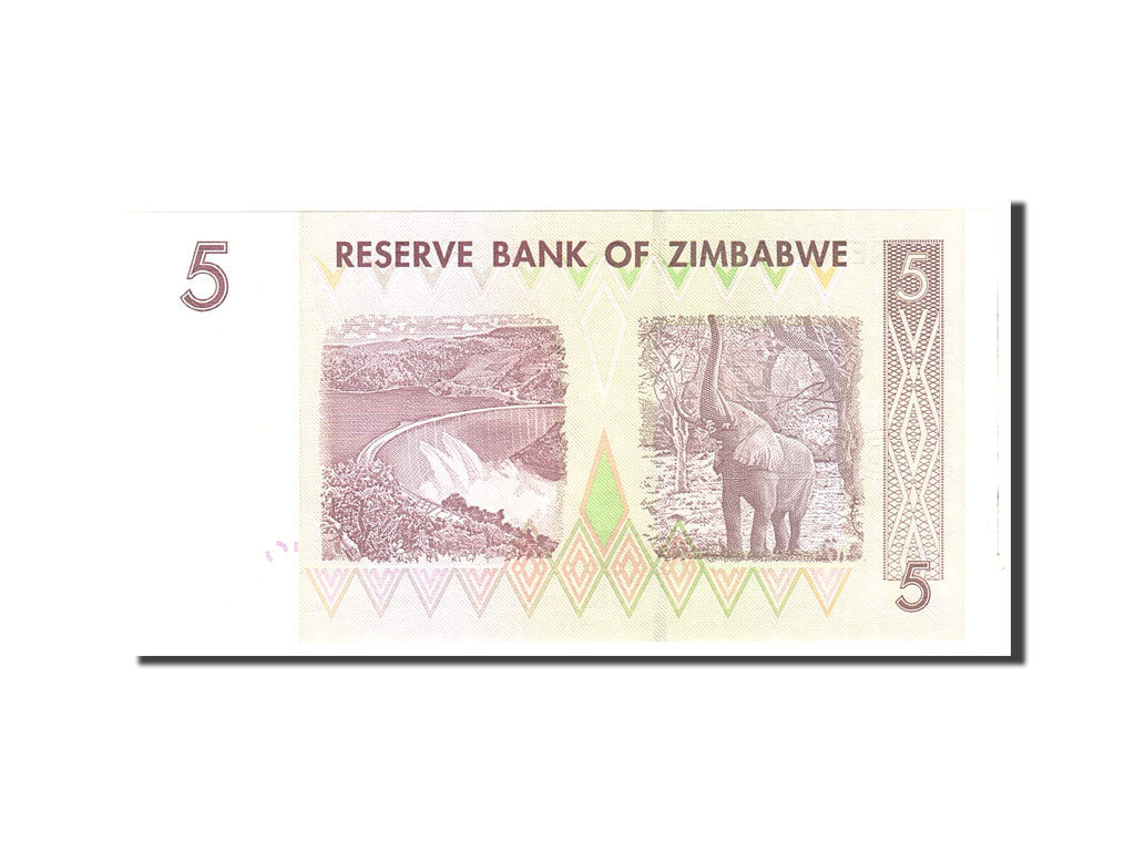 Banknote, Zimbabwe, 5 Dollars, 2008, 2008-08-01, KM:66, UNC(65-70)
