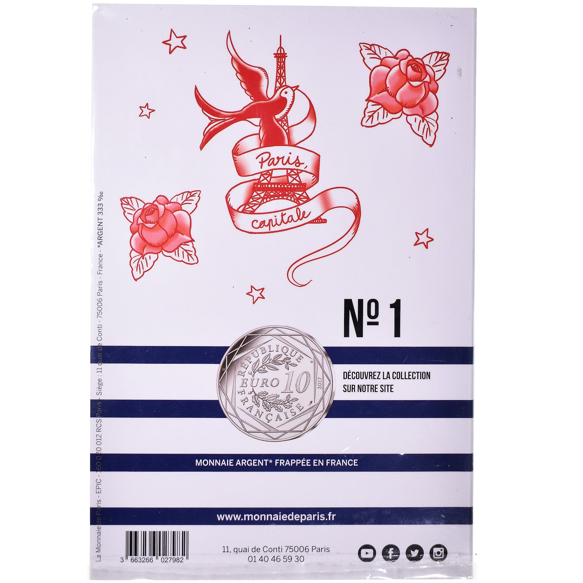 France, 10 Euro, Jean Paul Gaultier, 2017, Monnaie de Paris, n°1, MS(65-70)