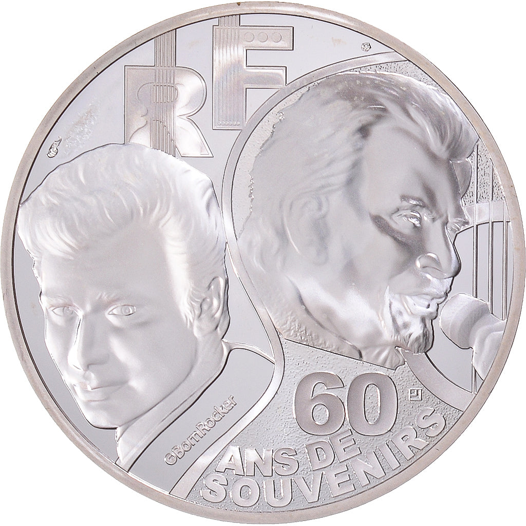Francia, 10 Euro, 2020, Monnaie de Paris, Johnny Hallyday .BE., FDC, Plata