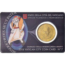 VATICAN CITY, 50 Euro Cent, 2016, Rome, Coin card, MS(65-70), Brass