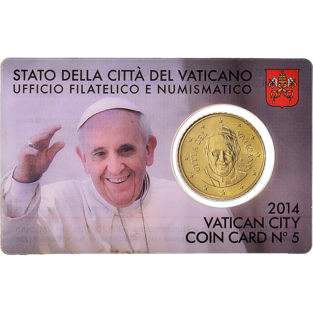 VATICAN CITY, 50 Euro Cent, 2014, Rome, Coin card.FDC, MS(65-70), laiton