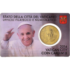 VATICAN CITY, 50 Euro Cent, 2014, Rome, Coin card.FDC, MS(65-70), laiton