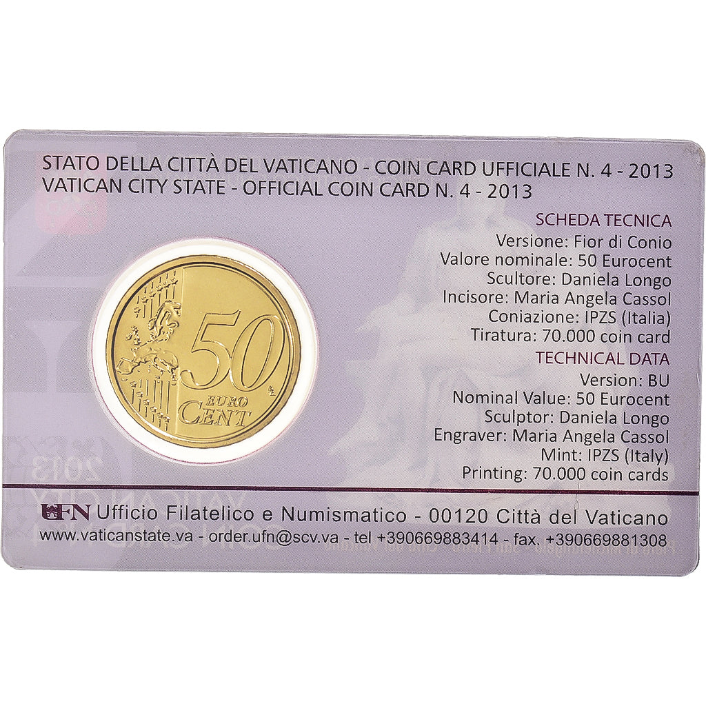 Cité du Vatican, 50 Euro Cent, 2013, Rome, Card N. 4 2013 Papst Benedikt