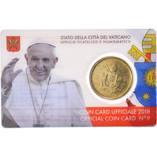 VATICAN CITY, 50 Euro Cent, 2018, Rome, Coin card n°9.FDC, MS(65-70), laiton
