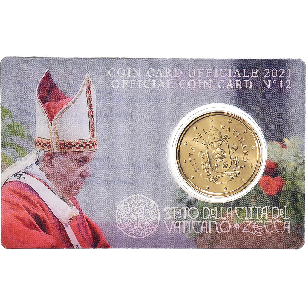 VATICAN CITY, 50 Euro Cent, 2021, Rome, Coin Card.n° 12 FDC, MS(65-70), laiton