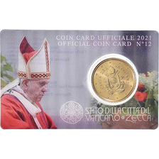 VATICAN CITY, 50 Euro Cent, 2021, Rome, Coin Card.n° 12 FDC, MS(65-70), laiton