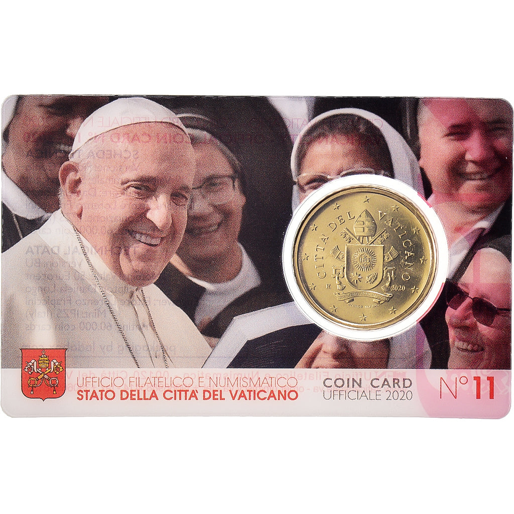 VATICAN CITY, 50 Euro Cent, 2020, Rome, Coin Card n°11 FDC, MS(65-70), laiton