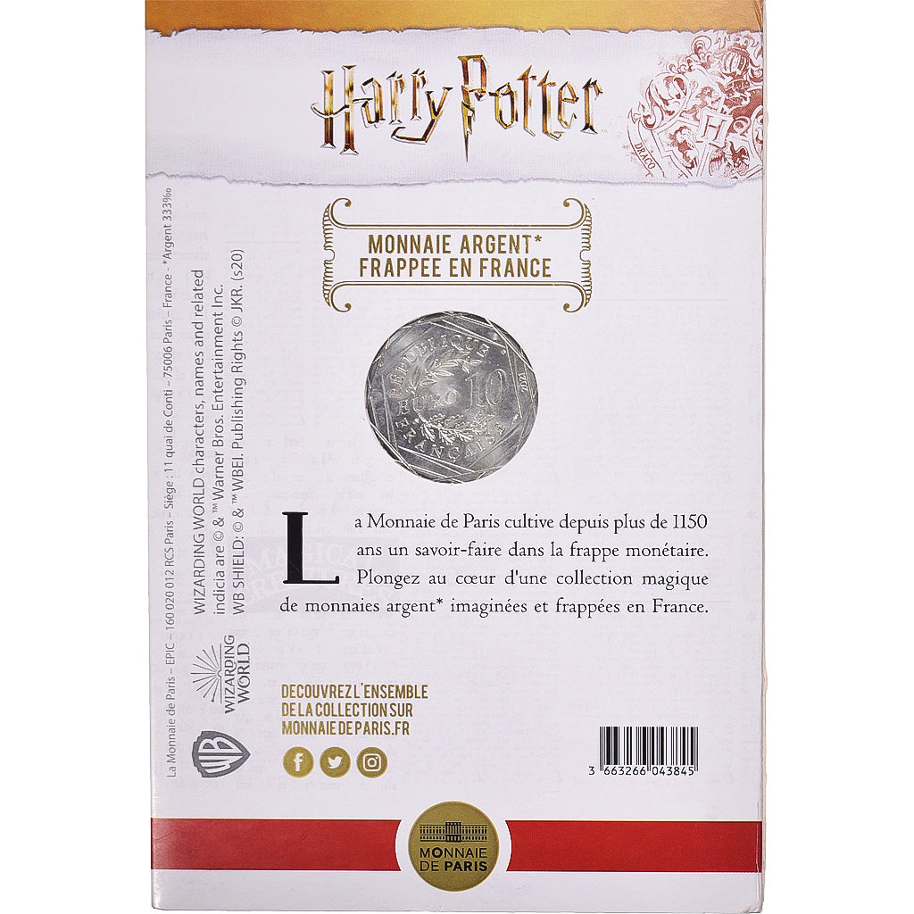 França, 10 Euro, 2021, Monnaie de Paris, Harry Potter et la chambre des secrets