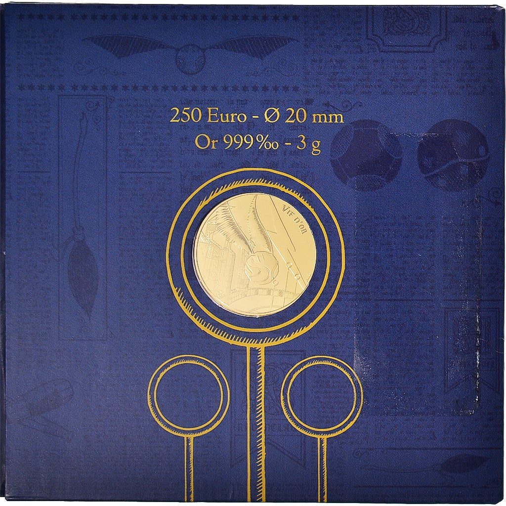Francia, 250 Euro, 2021, Monnaie de Paris, Harry Potter. Vif d'Or.BU., FDC, Oro