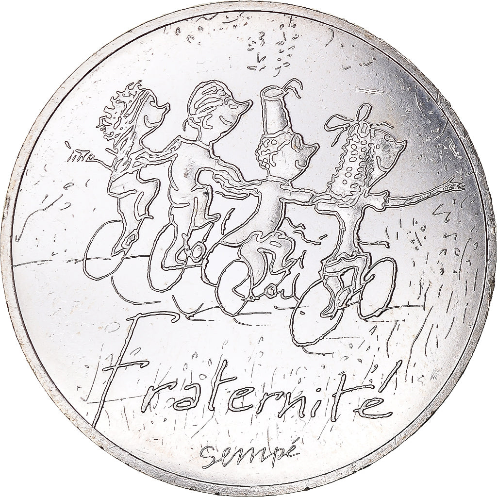 França, 10 Euro, Fraternité, 2014, Sempé, MS(63), Prata, Gadoury:EU718