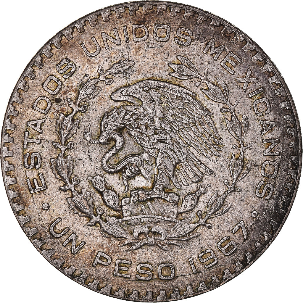Coin, Mexico, Peso, 1967, Mexico City, EF(40-45), Silver, KM:459