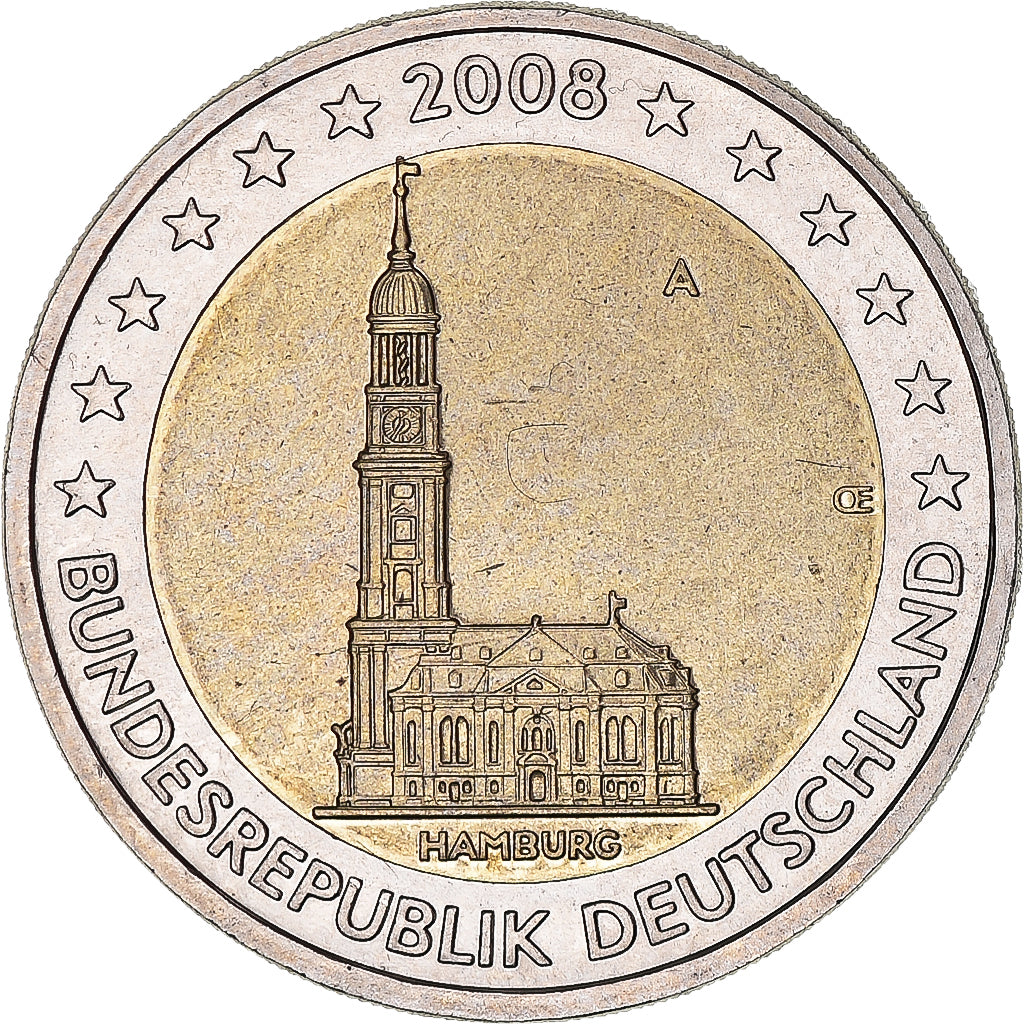 GERMANY - FEDERAL REPUBLIC, 2 Euro, 2008, Berlin, MS(63), Bi-Metallic, KM:261