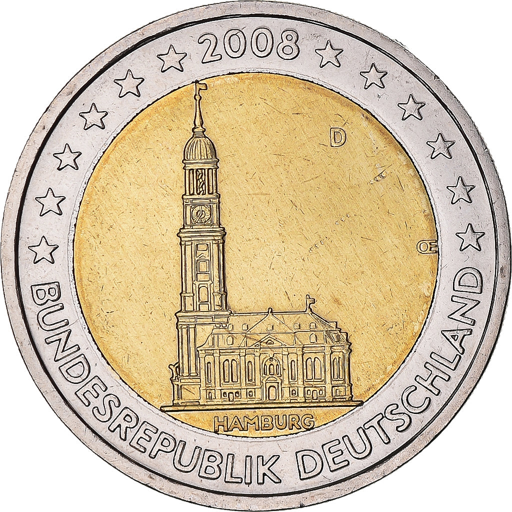 Niemcy - RFN, 2 Euro, 2008, Munich, AU(50-53), Bimetaliczny