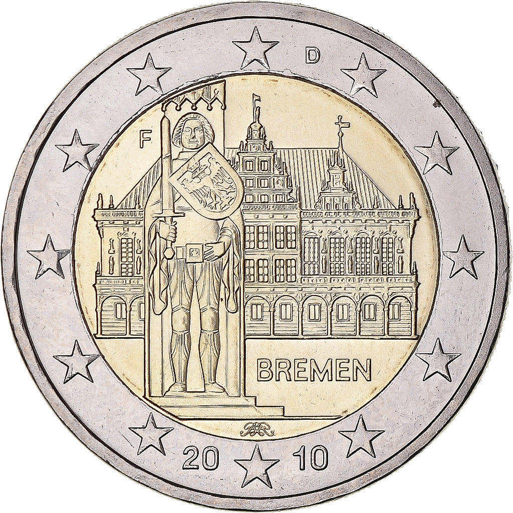 Germany, 2 Euro, Bremen, 2010, Stuttgart, MS(63), Bi-Metallic
