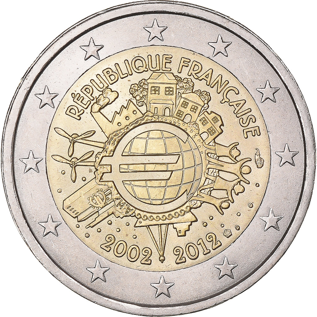 Francia, 2 Euro, 10 Jahre Euro, 2012, Paris, EBC+, Bimetálico, KM:1846
