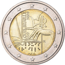 Italy, 2 Euro, 2009, LOUIS BRAILLE., MS(63), Bi-Metallic