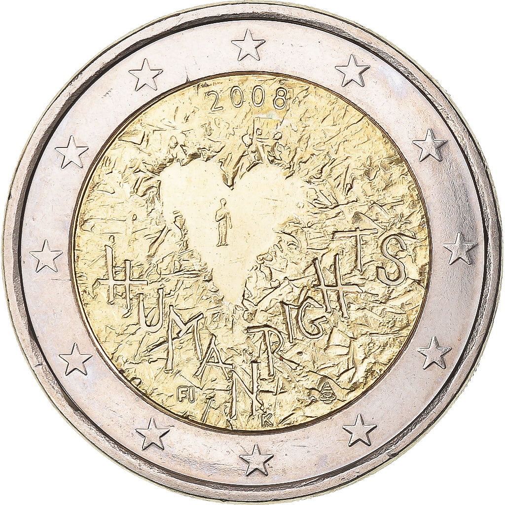Finland, 2 Euro, 2008, Droits de l'homme, MS(63), Bi-Metallic, KM:143