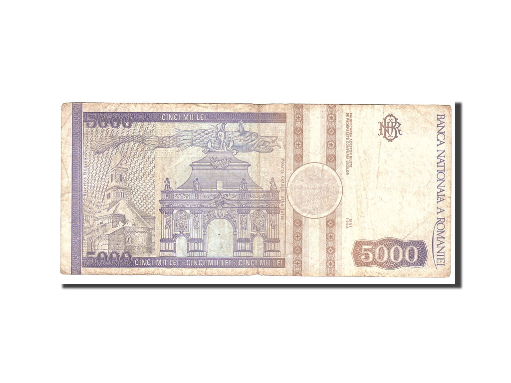 Banknote, Romania, 5000 Lei, 1993, Undated, KM:104a, VF(20-25)