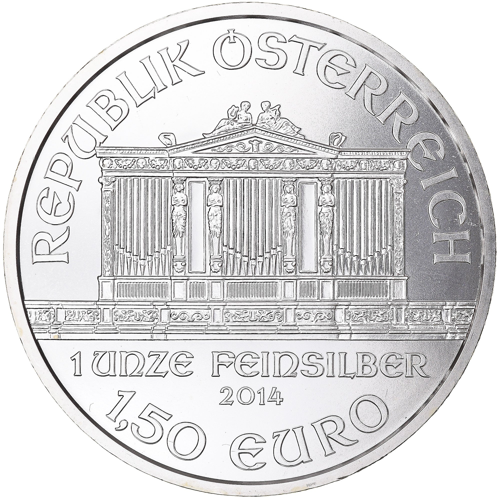 Austria, 1-1/2 Euro, Orchestre philharmonique, 2014, Vienna, MS(63), Silver