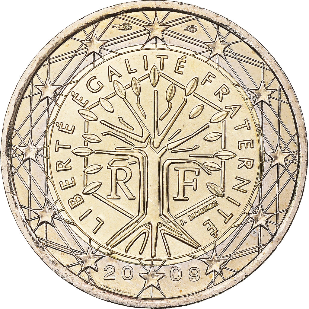 France, 2 Euro, 2009, Paris, BU, MS(65-70), Bi-Metallic, Gadoury:8a., KM:1414