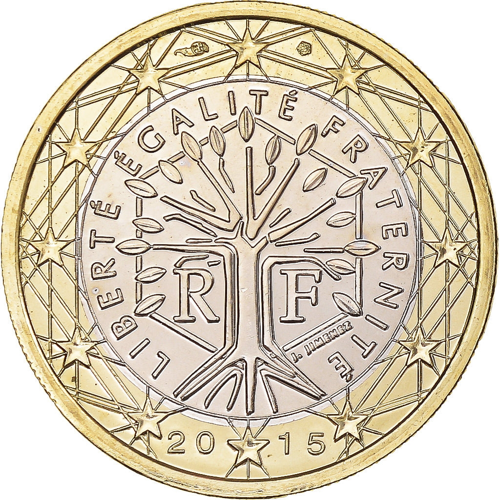 France, 1 Euro, 2015, Paris, BU, MS(65-70), Bi-Metallic
