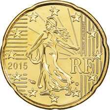 France, 20 Euro Cent, 2015, Paris, BU, MS(65-70), Brass