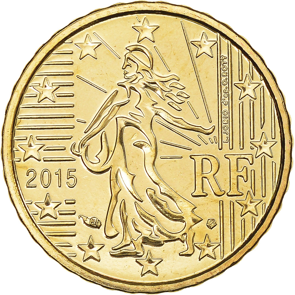 Francia, 10 Euro Cent, 2015, BU, FDC, Latón