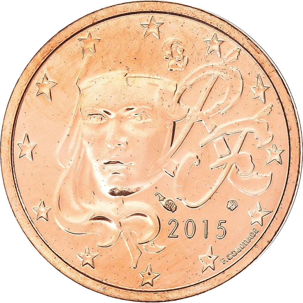 France, 2 Euro Cent, 2015, BU, MS(65-70), Copper Plated Steel